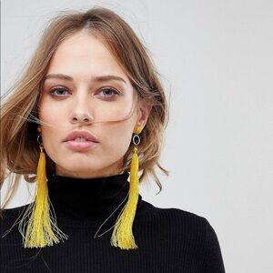 Mustard tassel statement earrings